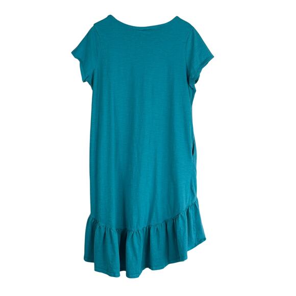 Zim & Zoe Dress with Pockets Womens 18 Blue 100% Cotton Ruffle Hem Hi Low Beachy - Picture 4 of 5